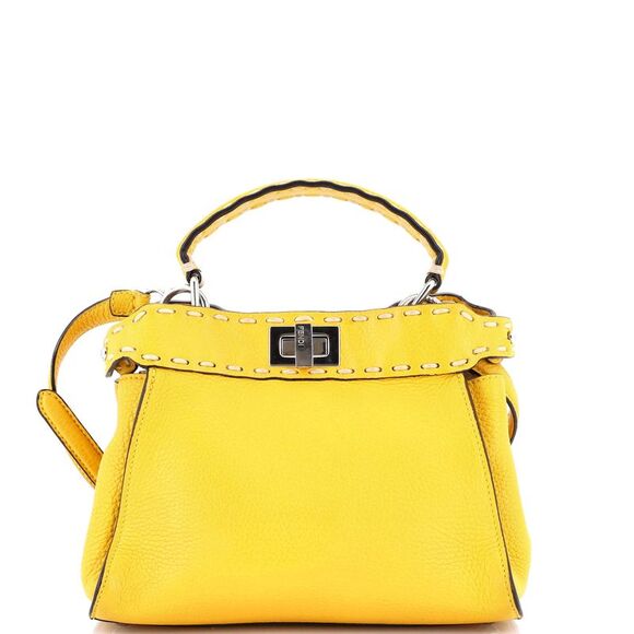 Fendi Selleria Peekaboo Bag Leather Mini Yellow - Picture 1 of 7
